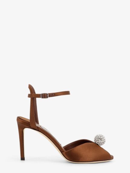 Jimmy Choo Sacora Satin Sandals With Crystal Detail