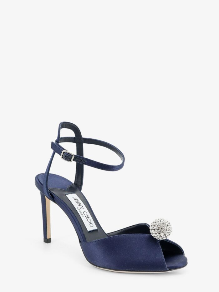 Jimmy Choo Sacora Satin Sandals With Crystal Detail