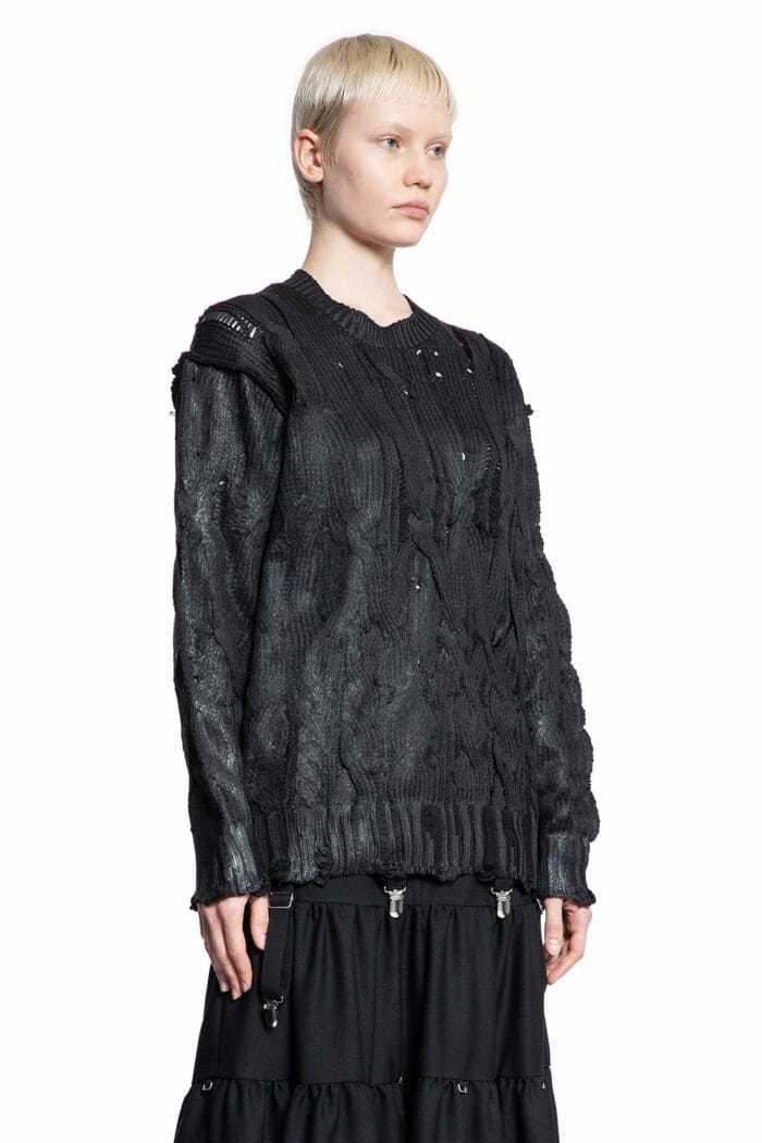 JUNYA WATANABE Distressed Cable Knit Sweater