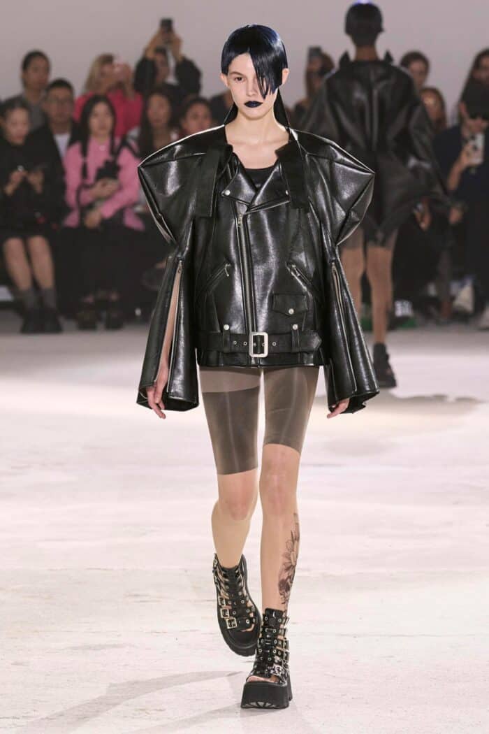 JUNYA WATANABE Sculptural Faux Leather Biker Jacket