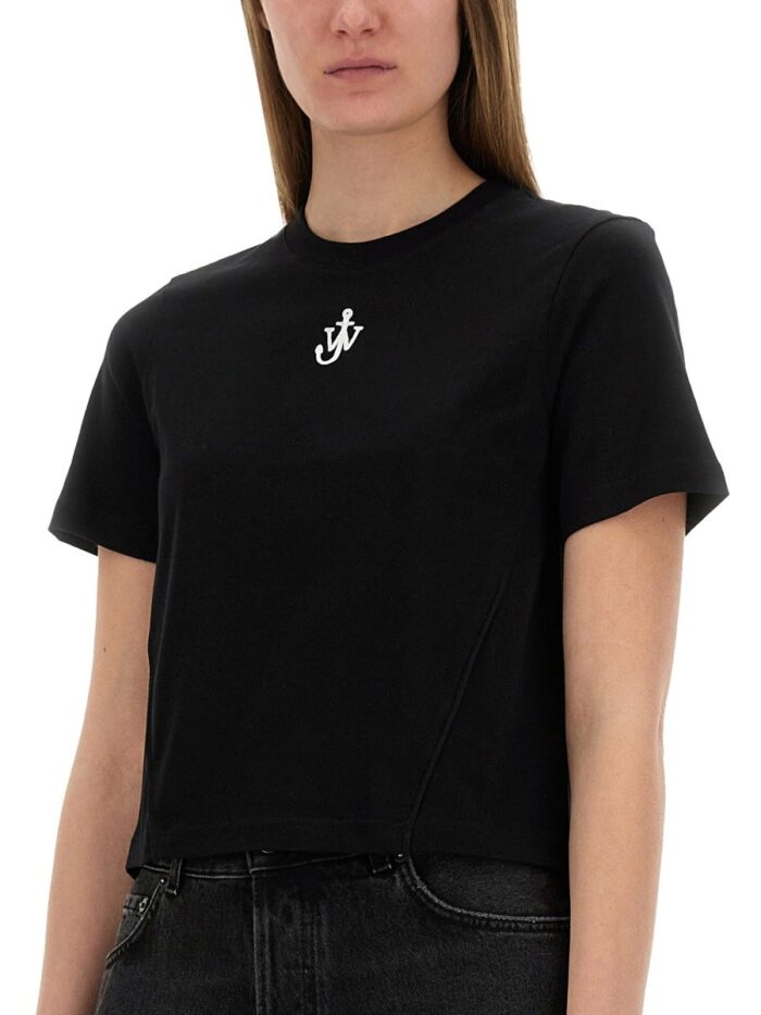 Jw Anderson CROPPED T-SHIRT WITH "ANCHOR JWA" LOGO