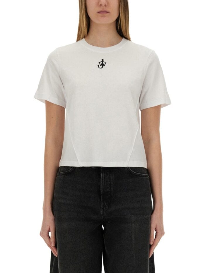 Jw Anderson CROPPED T-SHIRT WITH "ANCHOR JWA" LOGO