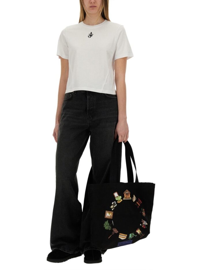 Jw Anderson CROPPED T-SHIRT WITH "ANCHOR JWA" LOGO