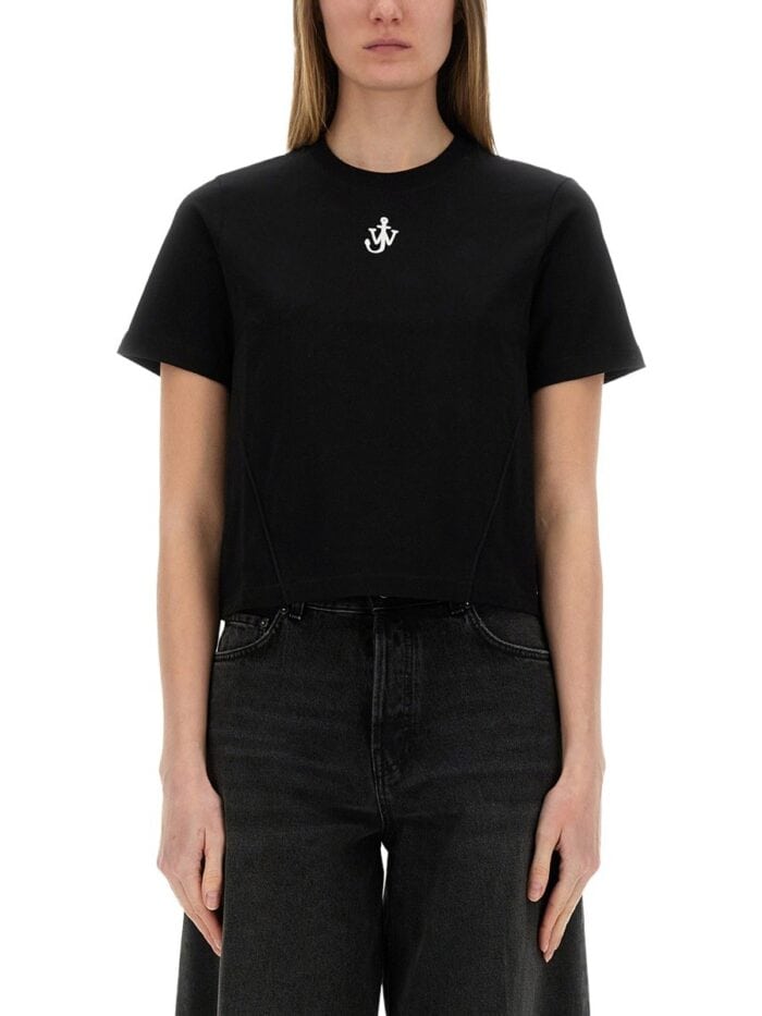 Jw Anderson CROPPED T-SHIRT WITH "ANCHOR JWA" LOGO