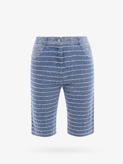 K KRIZIA Denim Bermuda Shorts With Tweed Profiles