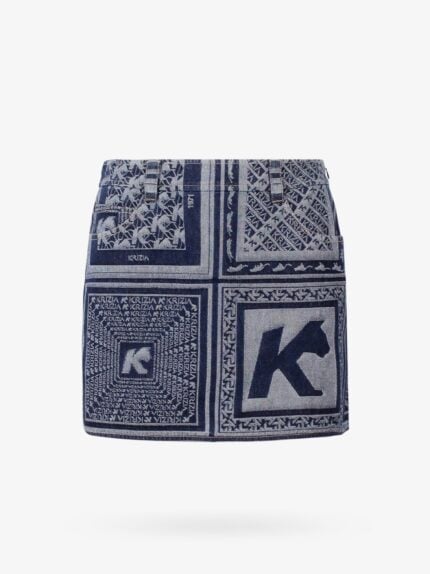 K KRIZIA Printed Blue Denim Skirt