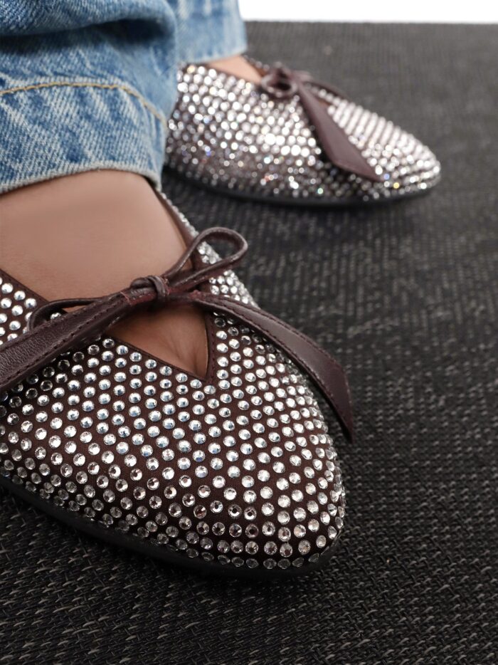 The Attico Kali Satin Ballerinas With All-over Rhinestone Detail