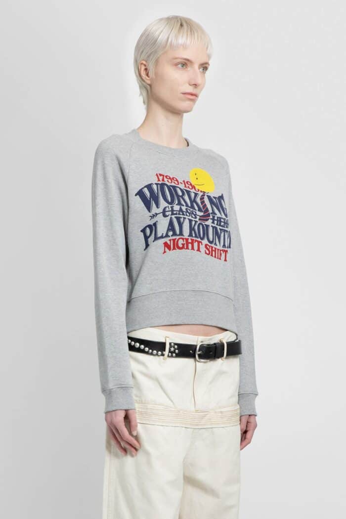 KAPITAL Night Shift Working Class Hero Cropped Sweatshirt