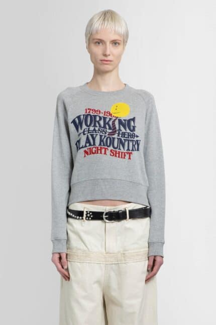 KAPITAL Night Shift Working Class Hero Cropped Sweatshirt