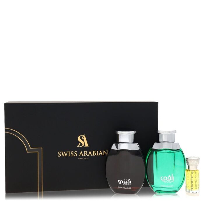 Kenzy By Swiss Arabian - Gift Set -- 2 X 3.4 Oz Eau De Parfum In Raaqi & Kenzy + .4 Oz Concentrated Perfume Oil In Private Musk - Image 1