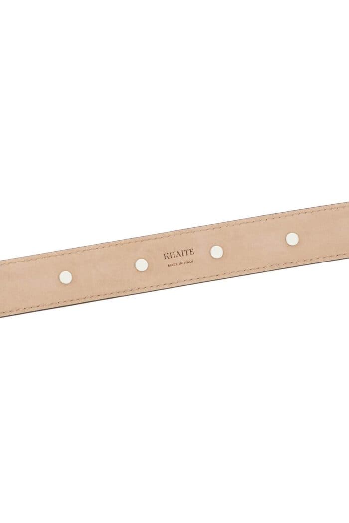 KHAITE Coffee Calfskin Belt With Studs 30mm