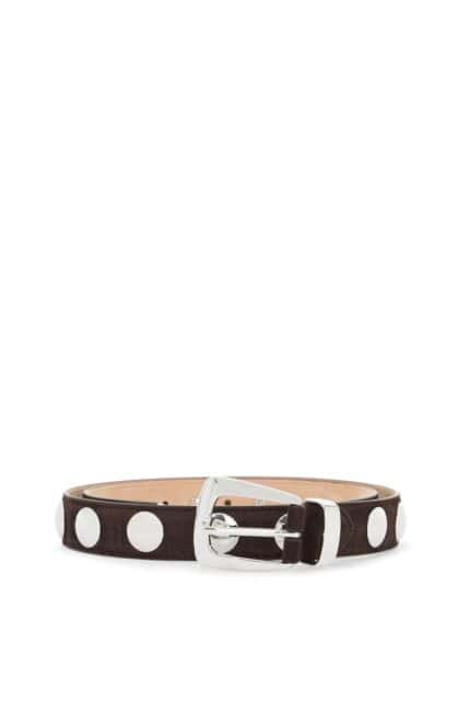 KHAITE Coffee Calfskin Belt With Studs 30mm