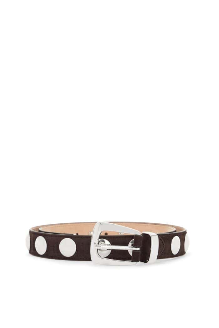 KHAITE Coffee Calfskin Belt With Studs 30mm