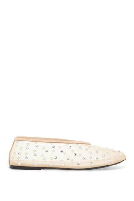 KHAITE Marcy Mesh Ballet Flats With Swarovski Crystals