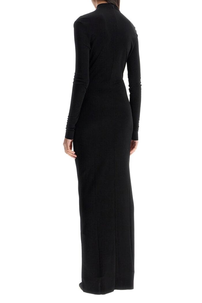 KHAITE Maxi Dress With High Neck Slim Black