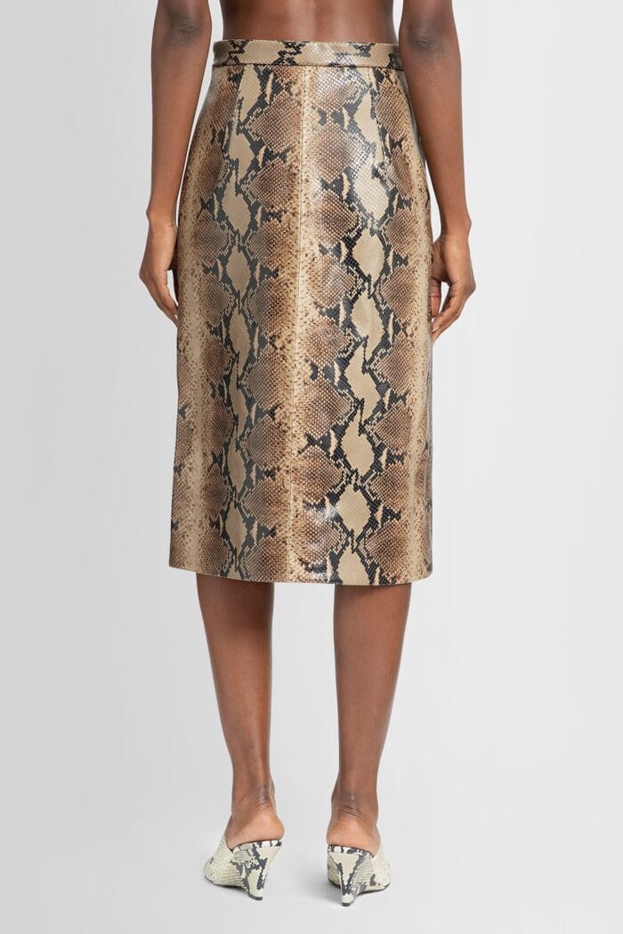 KHAITE Python Embossed Leather Fraser Midi Skirt