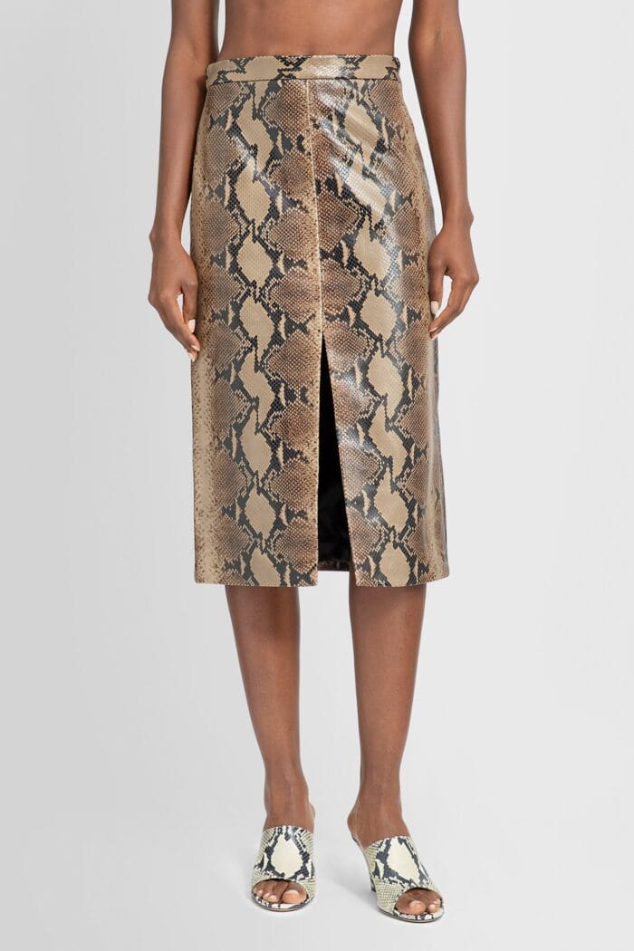 KHAITE Python Embossed Leather Fraser Midi Skirt