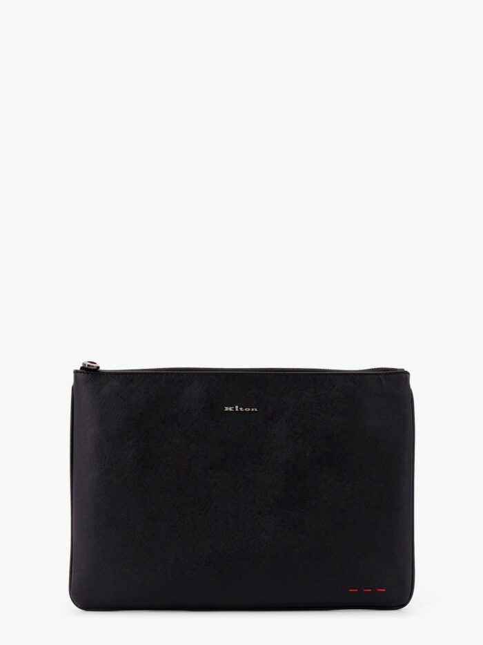 KITON CIRO PAONE Leather Clutch With Frontal Logo