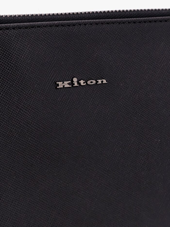 KITON CIRO PAONE Leather Clutch With Frontal Logo
