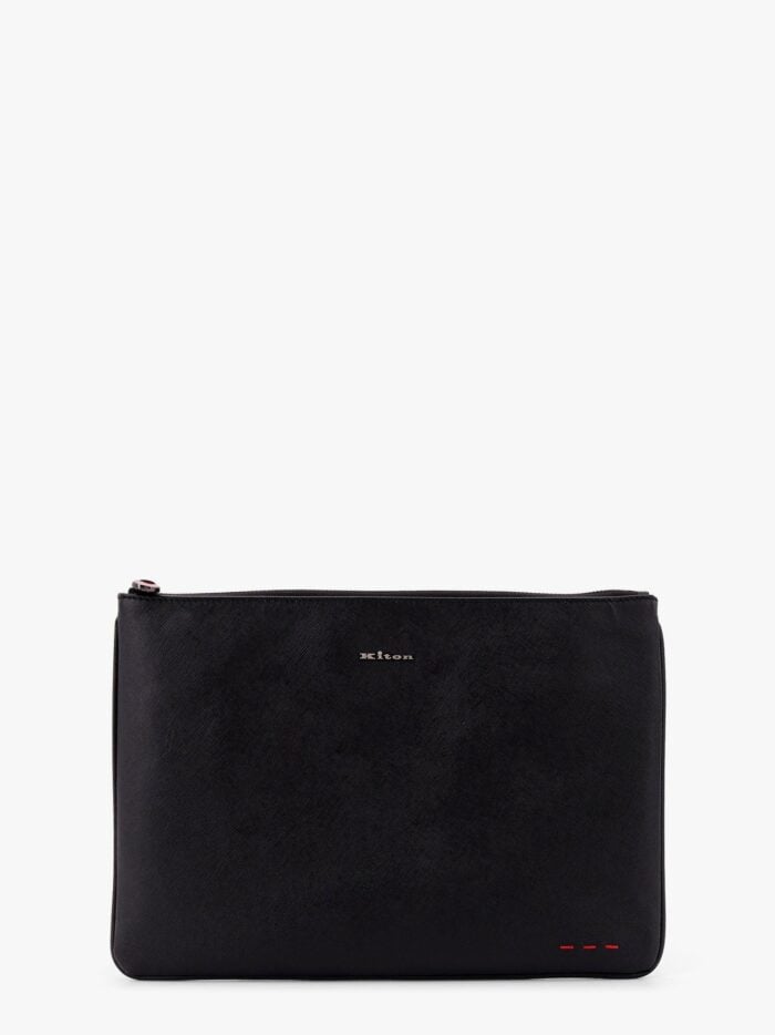 KITON CIRO PAONE Nylon Clutch Bag With Iconic Logo Embroidery