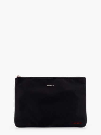 KITON CIRO PAONE Nylon Clutch Bag With Metal Lettering Logo