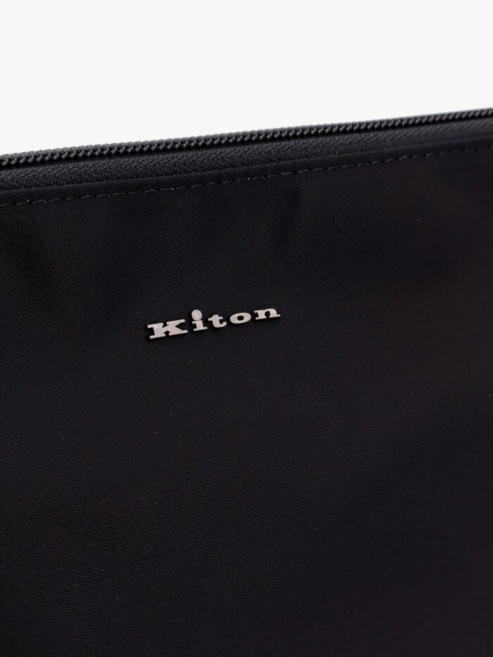 KITON CIRO PAONE Nylon Clutch Bag With Metal Lettering Logo