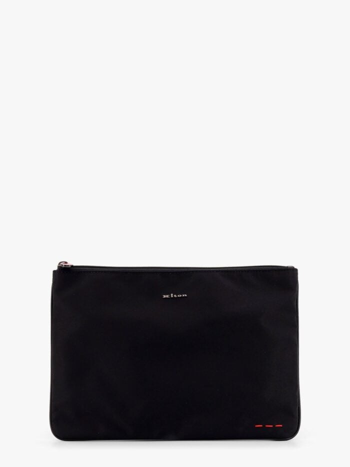 KITON CIRO PAONE Nylon Clutch Bag With Metal Lettering Logo
