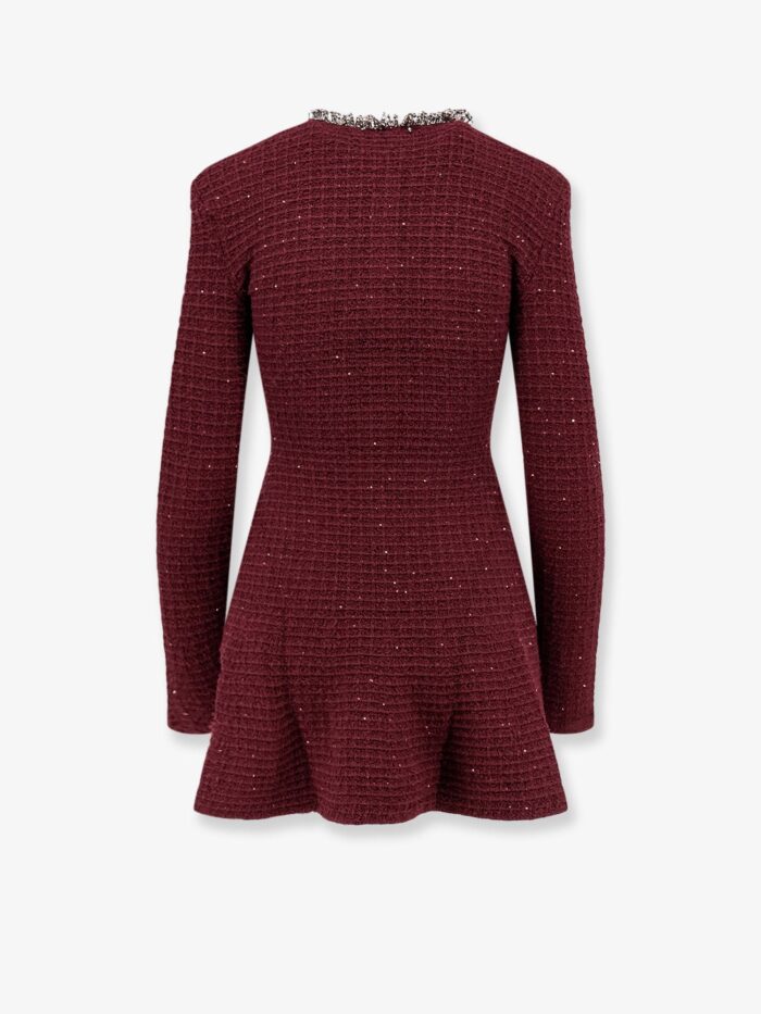 SELF PORTRAIT Knitted Bordeaux Dress With Jewel Details