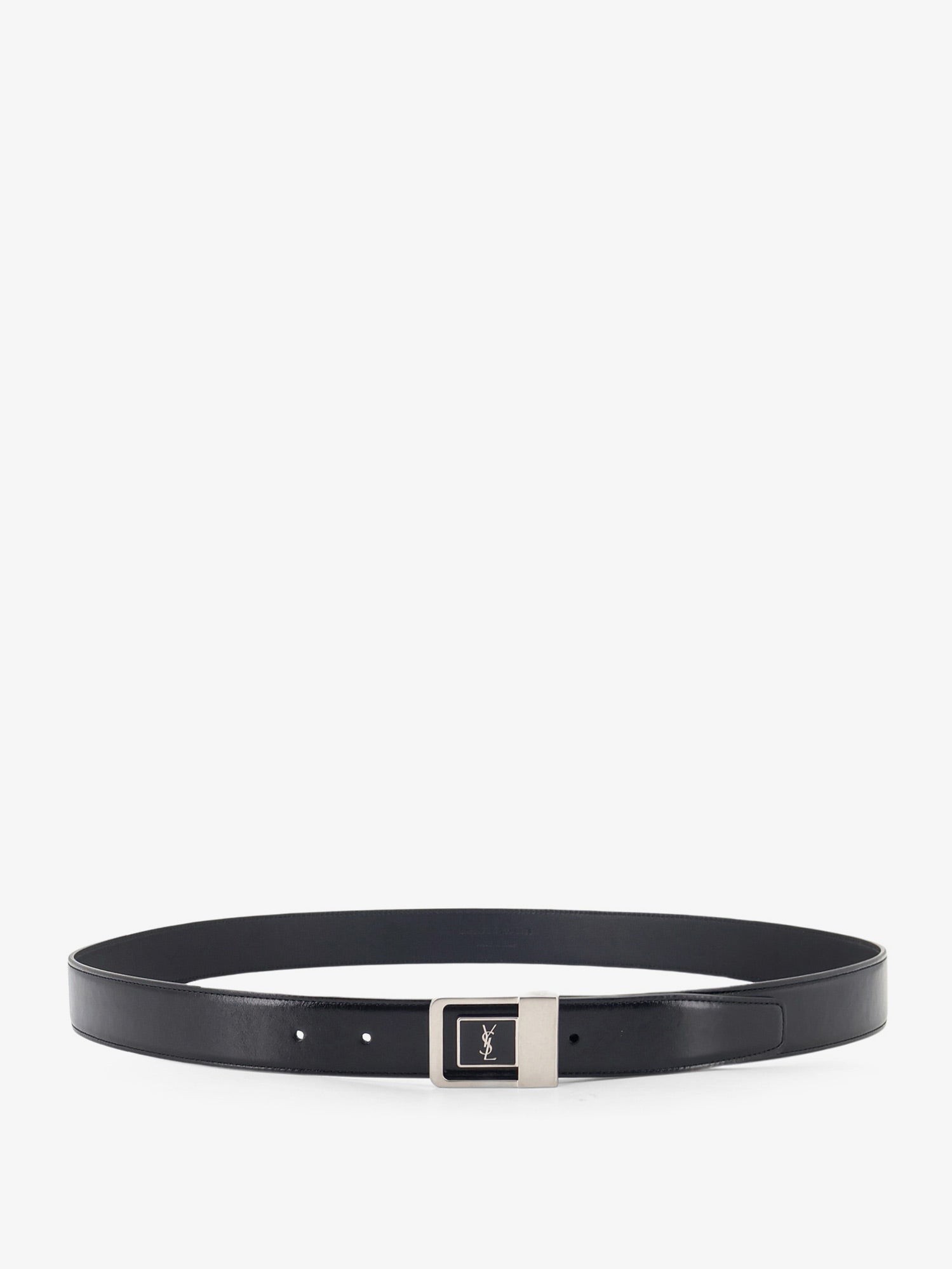 Saint Laurent La 66 Leather Belt With Silver Metal Buckle