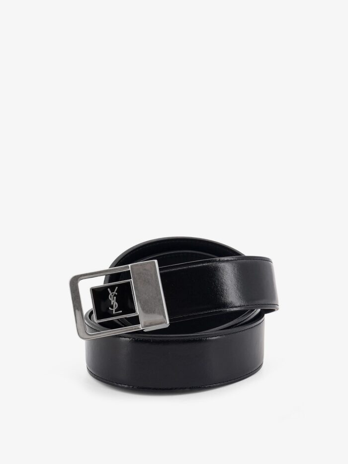 Saint Laurent La 66 Leather Belt With Silver Metal Buckle