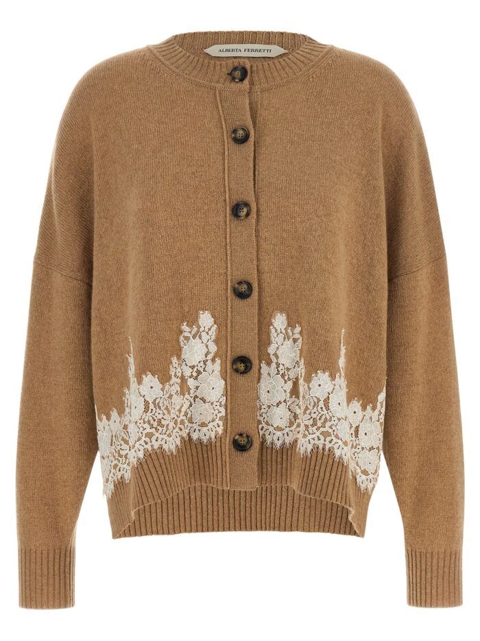 alberta ferretti lace insert cardigan Alberta Ferretti Lace Insert Cardigan