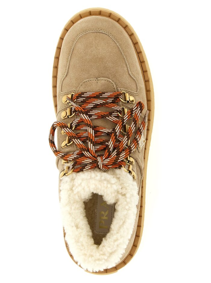 PRADA Lace-up Ankle Boots With Shearling