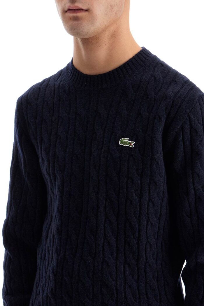 LACOSTE Classic Fit Cable Knit Wool Pullover