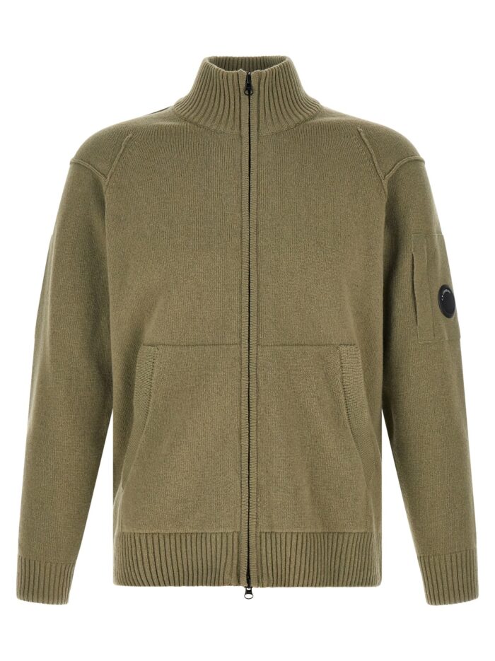 C.P. COMPANY 'Lambswool GRS' Cardigan With Lens Detail