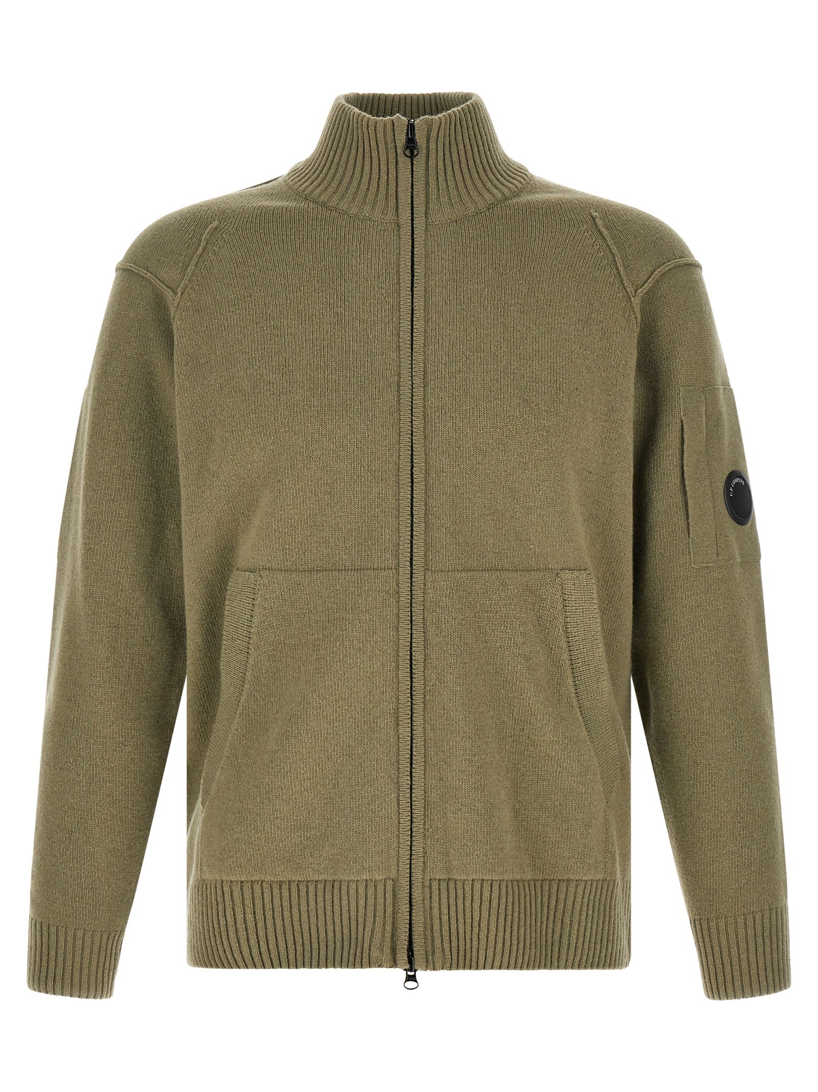 C.P. COMPANY 'Lambswool GRS' Cardigan With Lens Detail