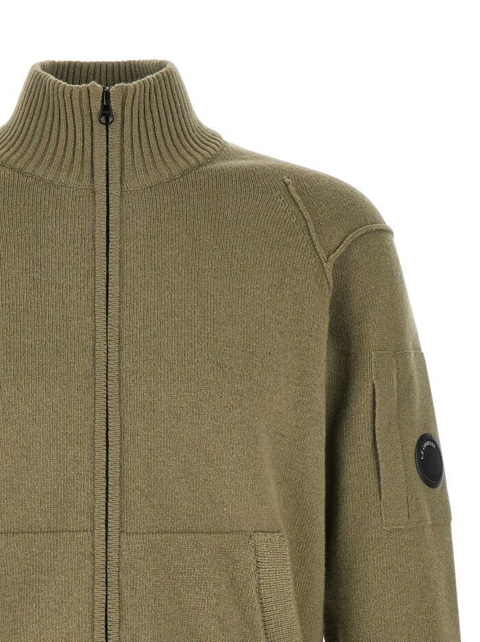 C.P. COMPANY 'Lambswool GRS' Cardigan With Lens Detail