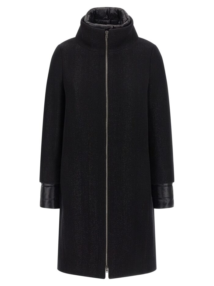 herno lamé thread and wool coat Herno Lamé Thread And Wool Coat