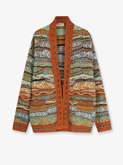 Laneus Cardigan With Multicolored Inlays