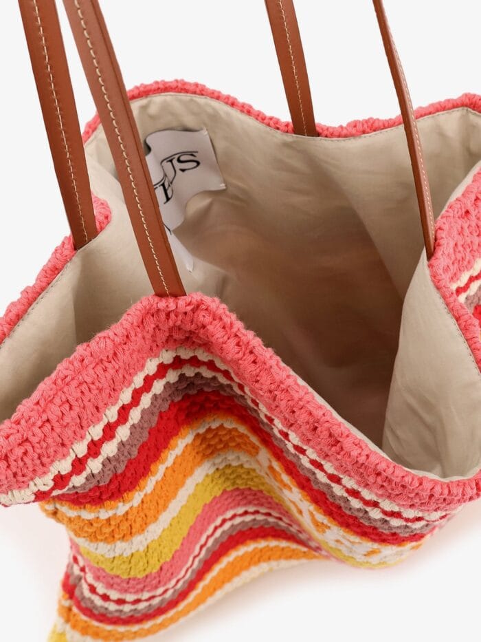 Laneus Crochet Shoulder Bag With Embroidered Front Logo