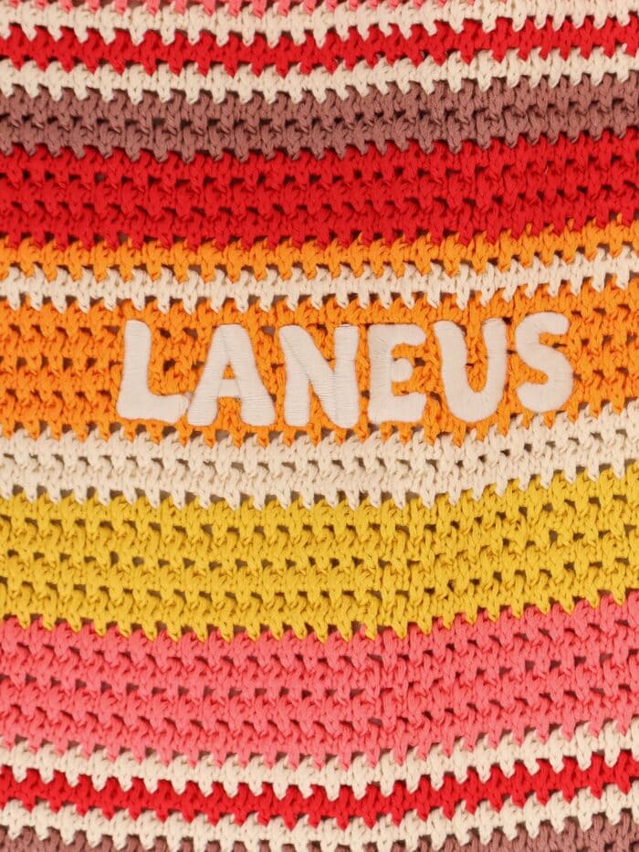 Laneus Crochet Shoulder Bag With Embroidered Front Logo