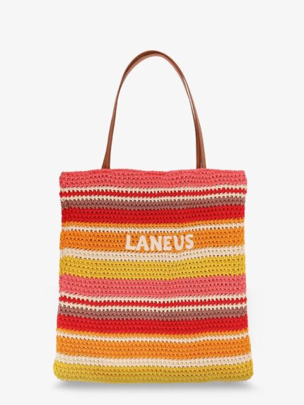Laneus Crochet Shoulder Bag With Embroidered Front Logo