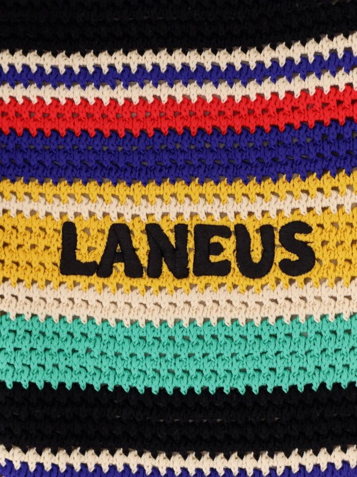 Laneus Crochet Shoulder Bag With Embroidered Logo