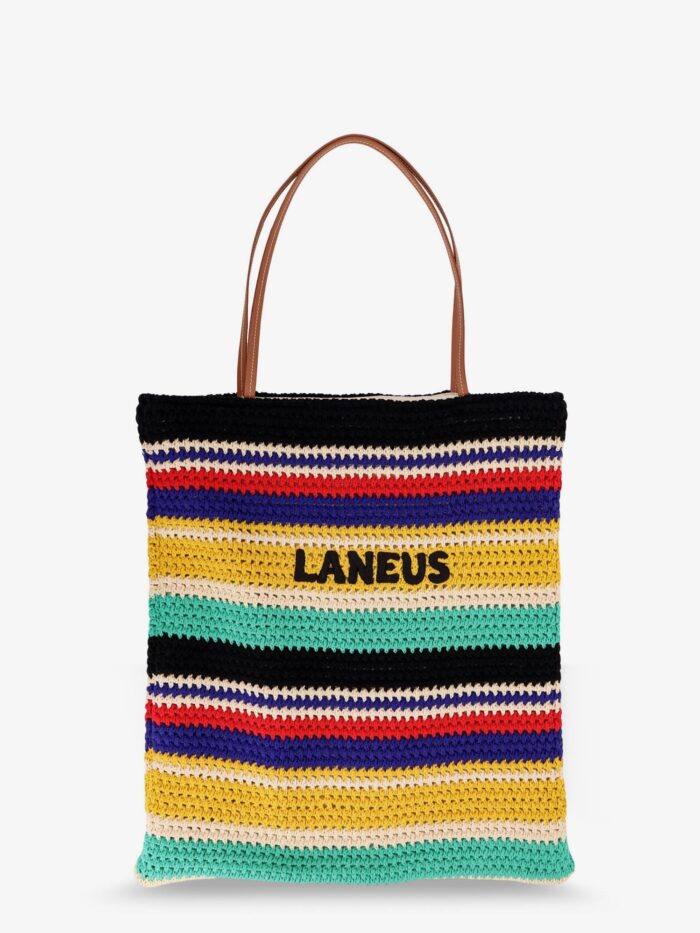 laneus crochet shoulder bag with embroidered logo Laneus Crochet Shoulder Bag With Embroidered Logo