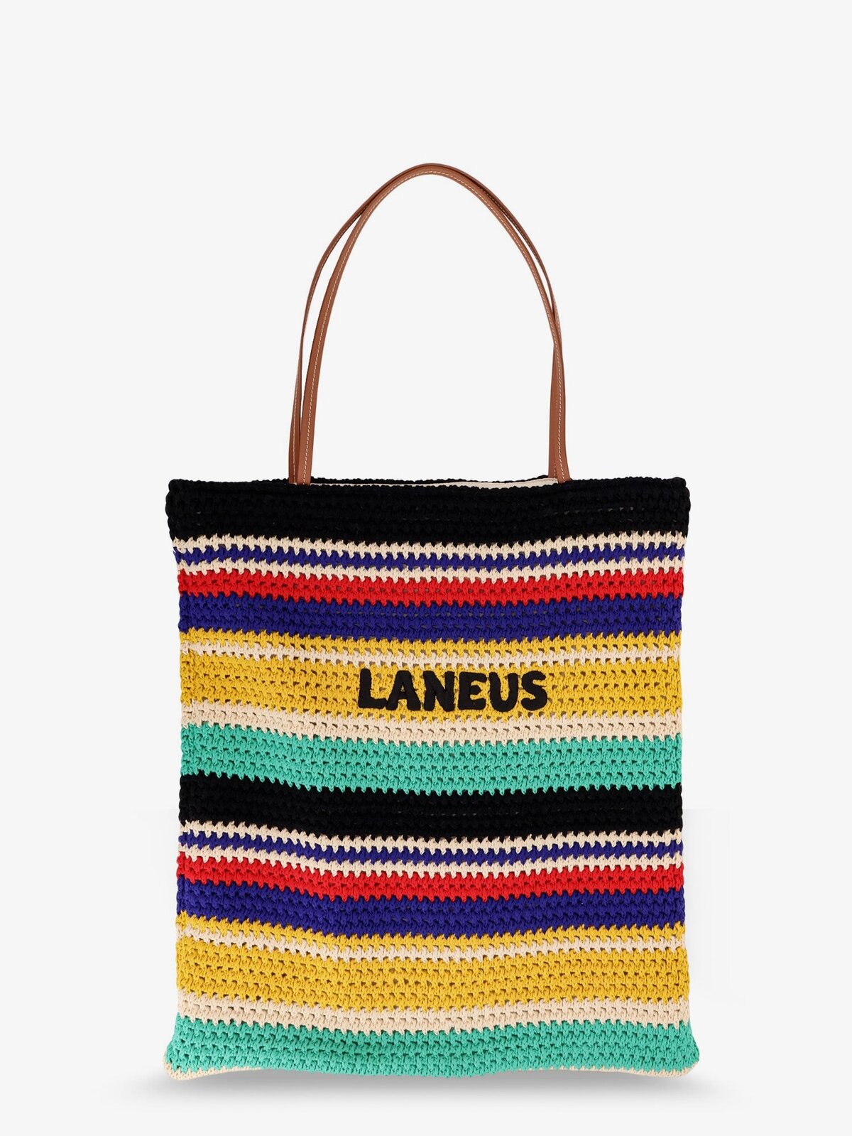 Laneus Crochet Shoulder Bag With Embroidered Logo
