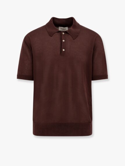 Laneus Knitted Polo Shirt With Ribbed Profiles