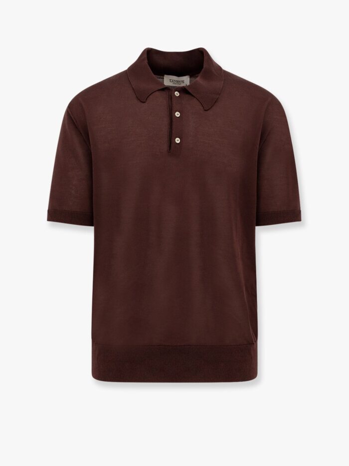 Laneus Knitted Polo Shirt With Ribbed Profiles
