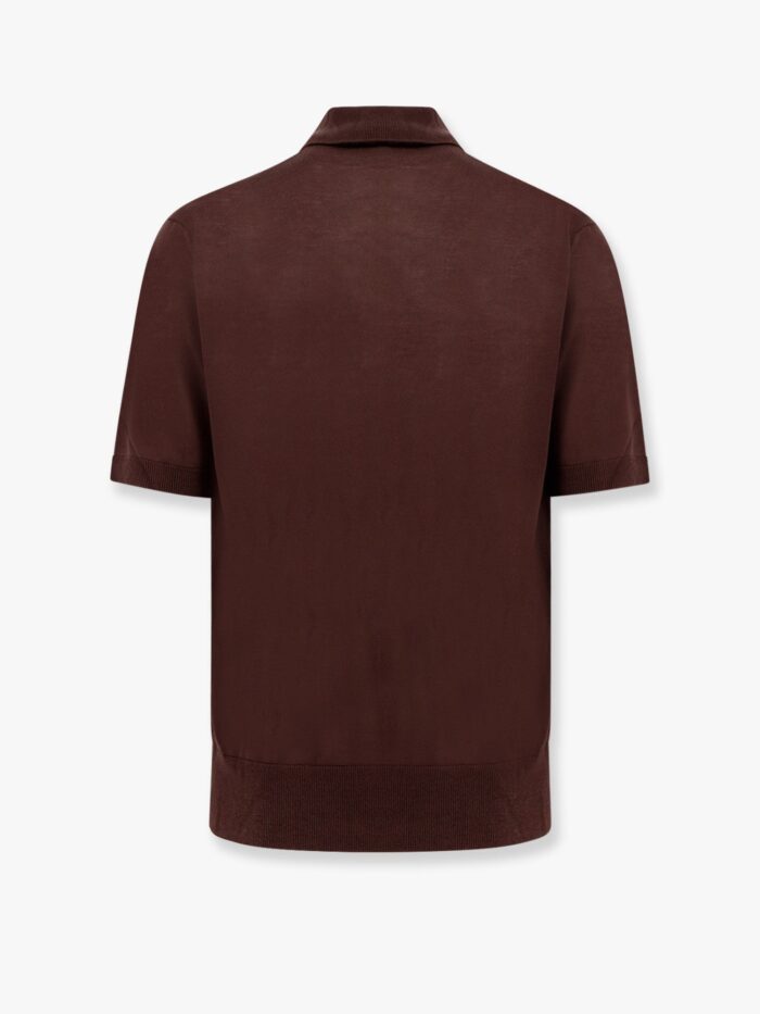 Laneus Knitted Polo Shirt With Ribbed Profiles