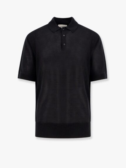 Laneus Knitted Polo Shirt With Ribbed Profiles
