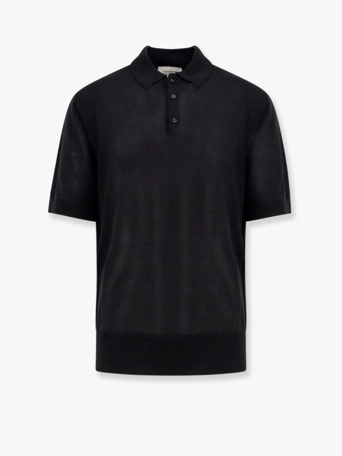 Laneus Knitted Polo Shirt With Ribbed Profiles