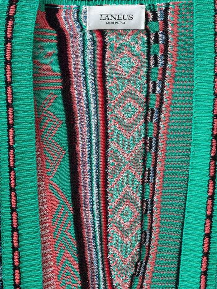 Laneus Multicolor Jacquard Cotton Cardigan